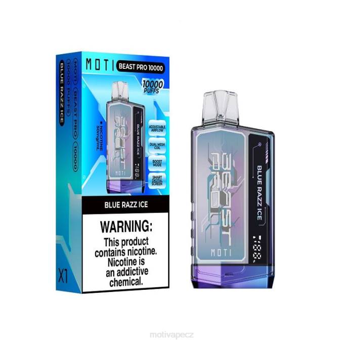 MOTI Beast Pro jednorázový výdej (5 %, 10 000 vdechů) modrý razz led MOTI vape amazon V48L40